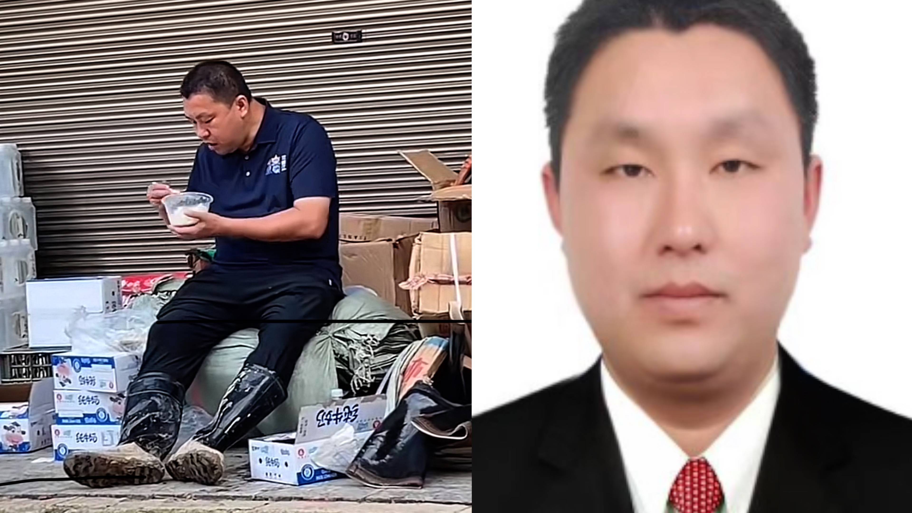 榕江副县长清淤后坐在物资上吃盒饭走红，拍摄者：这个场景很感动，已经熬了两三个通宵